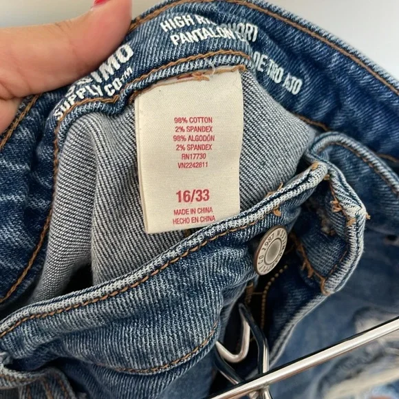 Distressed Blue Denim Shorts Size 16 - Picture 4 of 5